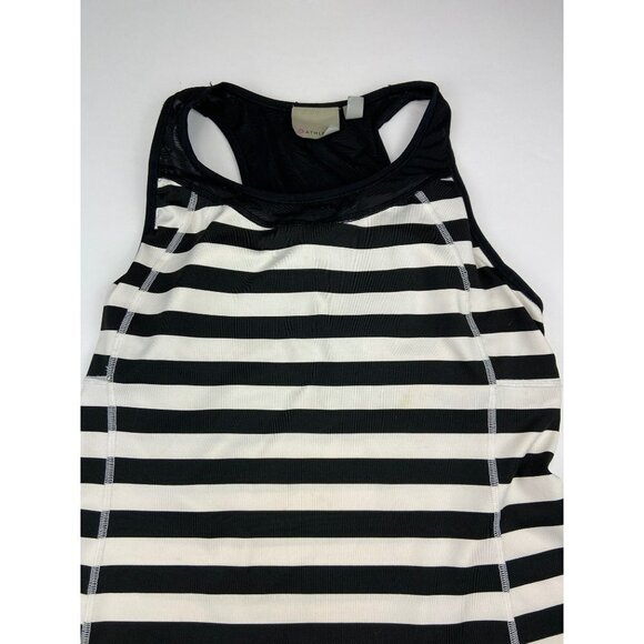 Athleta Workout Black and White Tank Built-in Bra Racerback Running Tank Top Siz - Picture 3 of 14